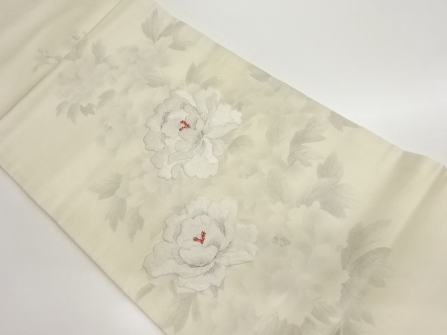 JAPANESE KIMONO / HIRAKI NAGOYA OBI / EMBROIDERY / PEONY